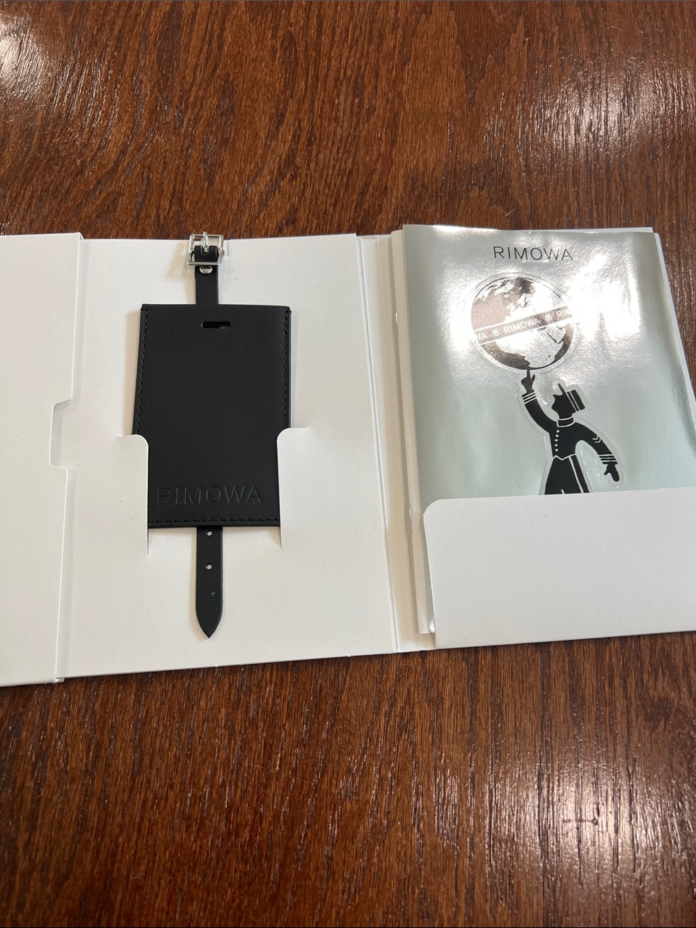 RIMOWA Black Leather ID Luggage Tag with Strap